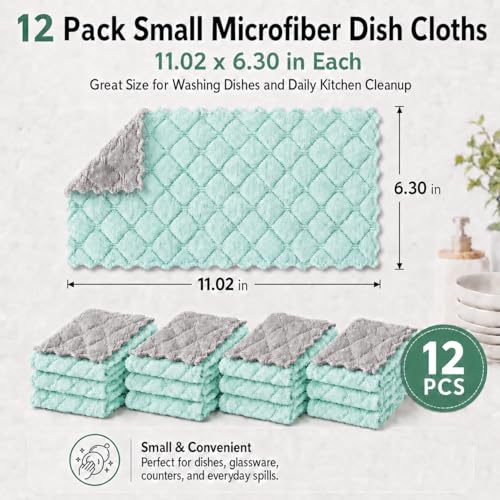 kimteny 12 Pack Dish Cloths for Washing Dishes - color: Green-grey