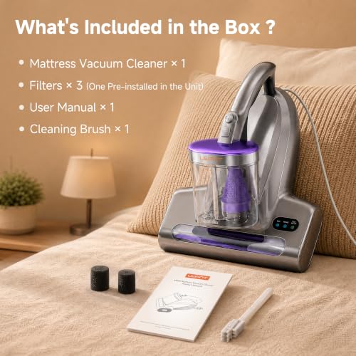 uwant 18Kpa Mattress Vacuum Cleaner 60000RPM Tap Bed Vacuum Set of 1
