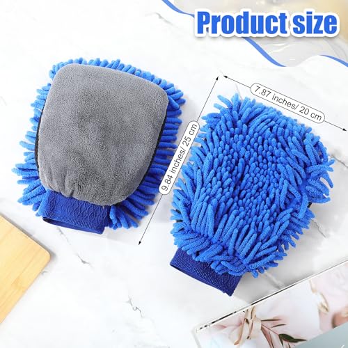 Teenyyou 2 Pcs Dog Towel Chenille Microfiber Pet Grooming Gloves,Blue - color: Blue