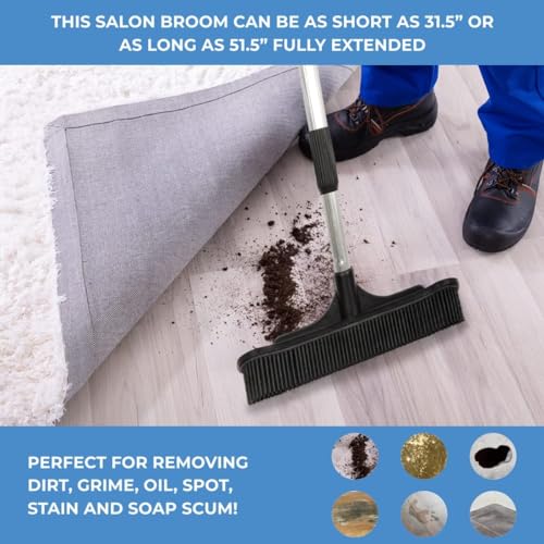 ForPro Extendable Salon Broom, 51.5 in, Black, Aluminum, Adjustable