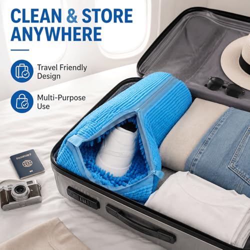 Shoe Washing Machine Bag, 2 PCS Reusable Shoe Cleaning Bag for Washer & Dryer, 360° Mesh Washing Machine Shoe Bag with Zipper Protection, Durable Sneaker Laundry Bag for Tennis Shoes & More (Blue)