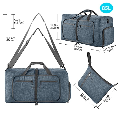 Vomgomfom 65L/85L/115L Foldable Travel Duffle Bag with Shoe Compartment - color: C Blue, size: 115L