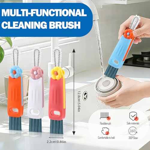 3 in 1 Cup Lid Cleaning Brush, 8PCS Multifunctional Crevice Cleaning Brush for Tumbler Water Bottle Lid, Deep Clean Tool for Home Kitchen, Red, Blue, White, Orange - color: Red, Blue, White, Orange(8pcs Flower)