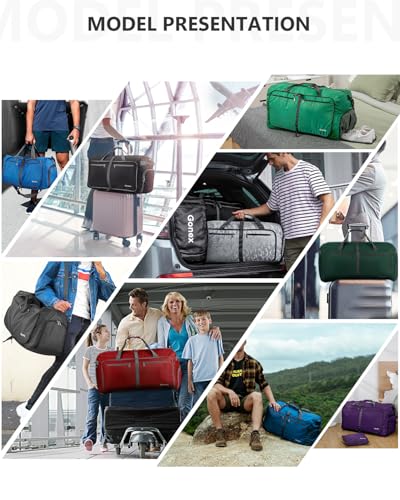 Gonex Foldable Travel Duffle Bag, Lightweight with Shoe Compartment - color: Black, size: 40L