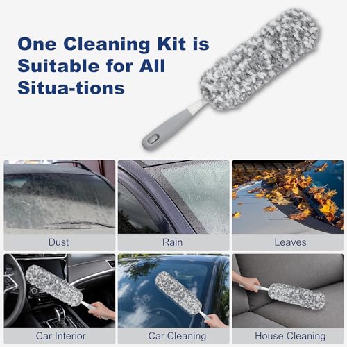 18" Car Duster Multi-Purpose Microfiber Duster with Detachable & Washable Head, for Car Interiors, Electronic Products, Furniture, Windows, and Delicate Surfaces