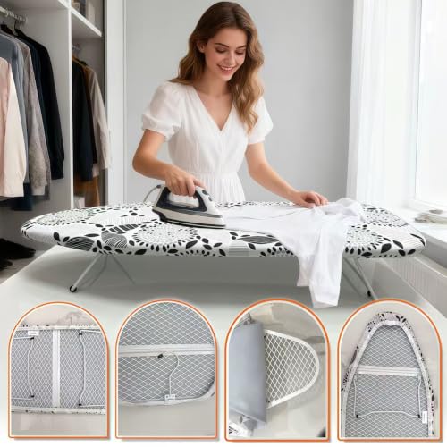 Tabletop Ironing Board with Heat Resistant Cover and Pad,30x12Inch - color: White