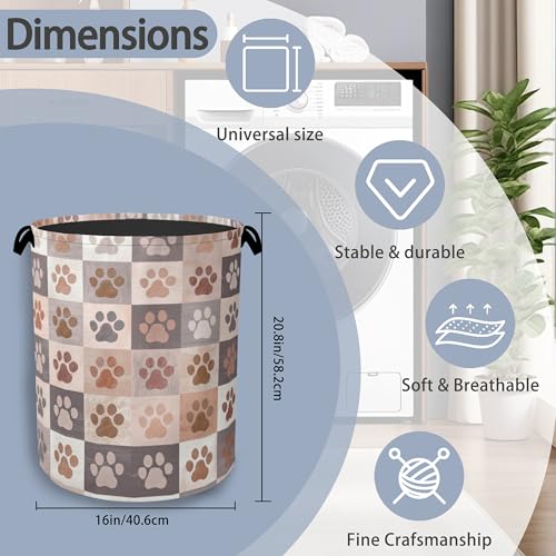 Colorful Dog Cat Laundry Basket,Paws Foldable Oxford Cloth Tote Bag Laundry Hamper Clothes Storage Bucket Organizer for Bedroom Laundry Storage Dormitories 16" x 20.8" - color: Colorful Dog Cat Paws