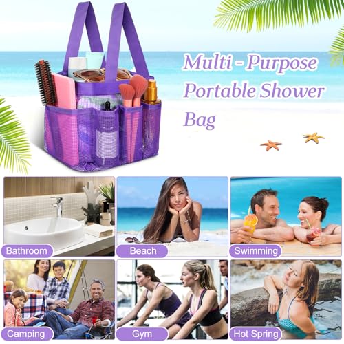 Hillban 4 Pcs Portable Mesh Shower Caddy, Purple - color: Purple
