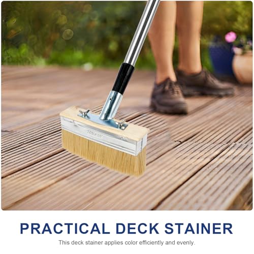 2 Pack Deck Stain Brush Set with 67" Extension Pole, 6.88" Wide Deck Brush - style: 2pcs