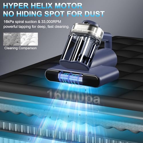 Teant Mattress Bed Vacuum Cleaner, 16 kPa Suction & 253.7nm UV-C, MV-Blue - color: Blue
