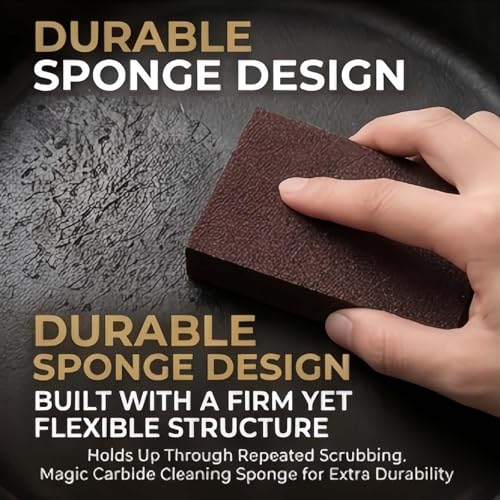 2026 Magic Nano Emery Cleaning Sponge - Carborundum Sponge Brush Eraser & Scrub Pad, Heavy Duty Pot Scrubber for Stains, Pack(5 with Handle)