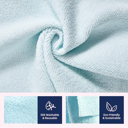 & PLUSH Microfiber Cleaning Cloth Roll - 50 Pack, Tear Away Microfiber Towels, 12" x 12", Reusable, Washable, Streak Free, Ultra Absorbent Dish Rags for Car, Home, Garage or Shop (Blue) - color: Blue