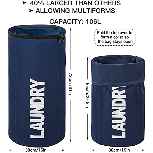 WOWLIVE Backpack Laundry Bag for College, Collapsible Hampers for Laundry - color: Dark blue