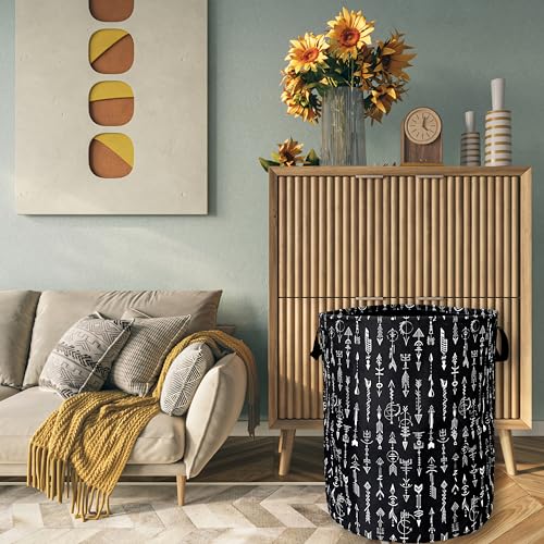 Adventure Arrow Laundry Basket Oxford Cloth Foldable Hamper 18.9x16.5 Inch - color: Black White Arrow