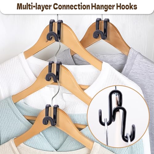 Mlici Clothes Hanger Connectors - 60 Pcs Multi-Level Cascading Hooks, Black - color: Black