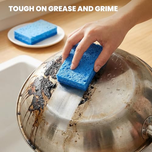 Metflavor Kitchen Sponges, 12 Count, Dual-Sided Non-Scratch Scrub Sponge - color: Blue, size: 12 Pack