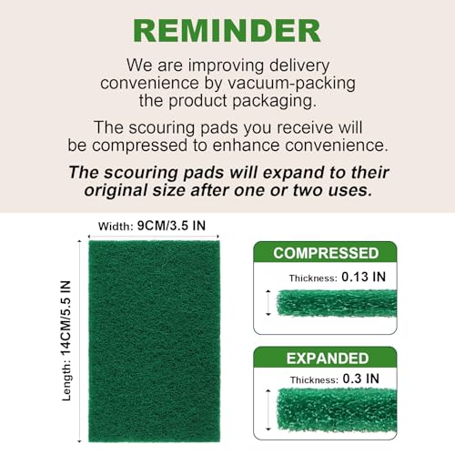 AIDEA Heavy Duty Scouring Pads, Dish Scrubber Pads for Household and Kitchen, Multipurpose Scour Pads for Cleaning, 24 Pack, 5.5in*3.5in - color: Green, size: 24PK