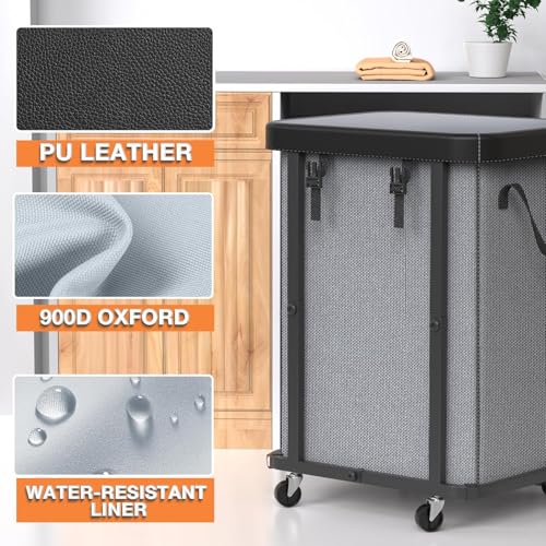 Laundry Basket with Wheels,150L (40 Gal) Rolling Hamper Carts - Gary - color: Gray, size: 1 Section-150L