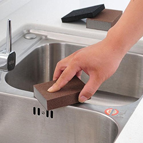 6 Pcs Heavy Duty Scrub Sponge, Magic Emery Sponge Brush,Nano Emery Sponge&Cleaning Sponge,Cleaning Brushes for Household use,Dark Brown