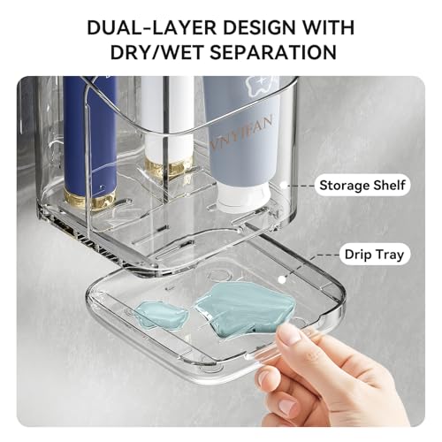 3 Slots Detachable Toothbrush Holders Wall Mounted for Bathrooms - color: Clear