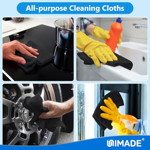 UNIMADE Microfiber Cleaning Cloth, 50 Pack Microfiber Towels - color: Black, size: 50PK