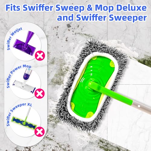 Reusable Microfiber Mop Pads Compatible with Sweeper Mop,Wet pad Refills - color: Chenille - Grey, size: 6 Pack + 1 Pack