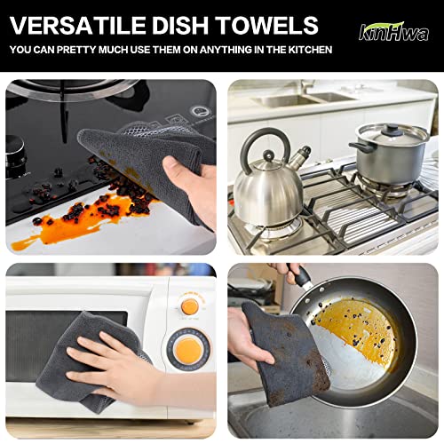 KinHwa Dish Cloths for Washing Dishes with Scrub Side, Microfiber Dish Rags - color: Gray, size: 12inchx12inch