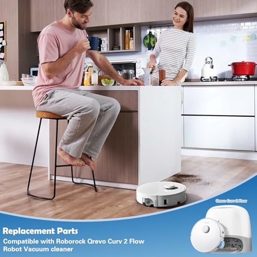 Replacement Parts for Roborock Qrevo Curv 2 Flow Robot Vacuum Cleaner Accessories, 1 Main Brush, 1 Roller Mop Cloth, 4 HEPA Filters, 4 Dust Bags, 6 Side Brushes - size: Roborock Qrevo Curv 2 Flow