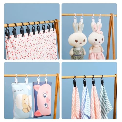 20pcs Laundry Hooks with Clips,Rotatable Super Strong Home Travel Clip