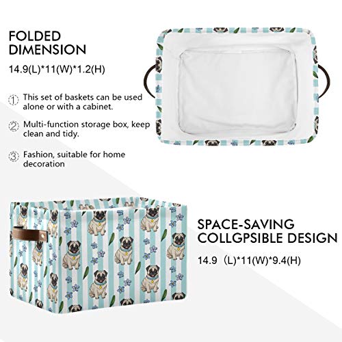 Cute Cartoon Pugs Storage Basket Bin, Foldable Fabric Organizer - color: Cute Cartoon Pugs, size: 1 PCS