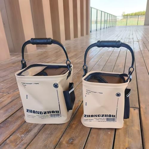 3.7 Gallon Collapsible Fishing Bucket - Live Bait Bucket w/Aerator Pocket - size: 3.7 Gallon (14L)