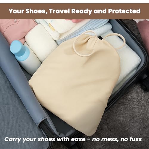 LFH Cotton Rich Shoe Storage Bags with Drawstring, Dustproof Breathable Reusable Organizer, Perfect For Travel, Dorm, Hotel, College, Gym, Easy to Carry, Machine Washable 8"x17" (Pack of 6) - Natural - color: Natural, size: 8"x17" (Pack of 6)