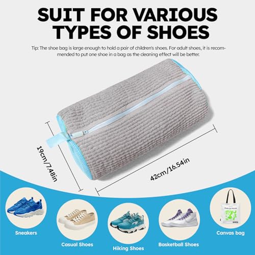 Shoe Washing Machine Bag: Shoe Washing Bag Keeps Clean - Reusable Laundry Shoe Bag for Sneaker Tennis Shoes Unstain Cleaner Kit(Grey 2 Pcs) - color: Pink 2pcs