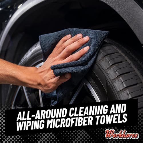 Chemical Guys, Workhorse Plush Microfiber Towels, 16 x 16 in, Black, 3 Pack - color: Black, size: 16" x 16"