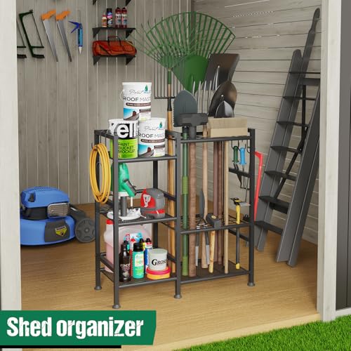 keomaisyto Garden Tool Organizer with Large Hooks, Garage Storage Rack - size: Extra Large-no Wheels