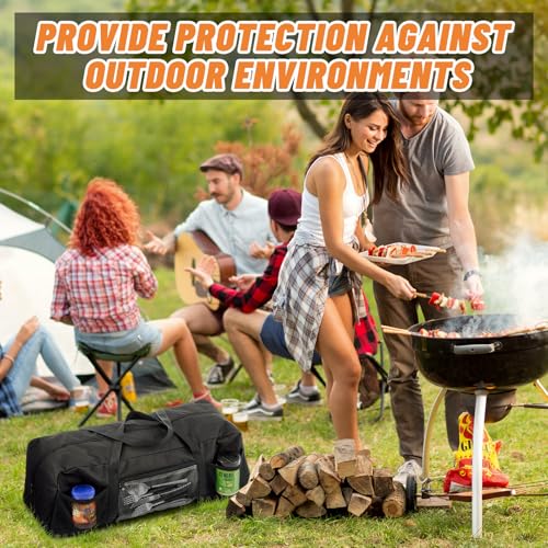 Amylove 24" Grill Tool Storage Bag, Waterproof BBQ Utensil Organizer, Black - color: Black