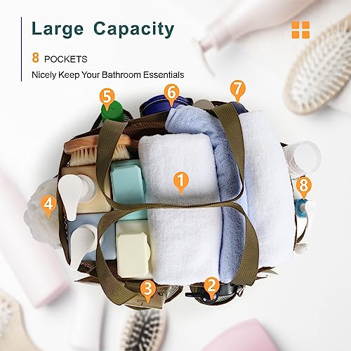 Mesh Shower Caddy Portable - 8 Pockets, S-Hook, Shower Bag for Dorm Camping - color: L, Brown Camouflage, size: L (Classic Dorm Caddy)