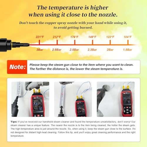 Steam Cleaner, 3-Level Adjustable Handle with 16 Accessories, Portable - color: Yellow+Black