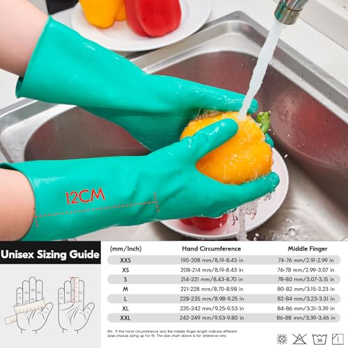 Vgo...Latex Reusable Household Gloves,Cleaning Gloves,Long Cuff (HH4601,XL) - color: Green, size: X-Large