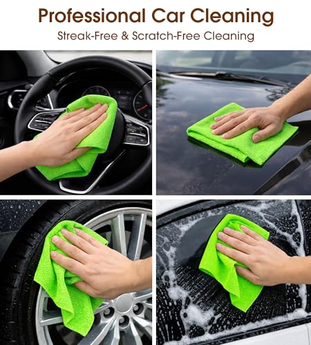 Microfiber Cleaning Cloth Roll, 100 Pack 12 x 12 Inch Tear Away Reusable Paper Towels, Thick Cleaning Towels, Absorbent Lint Free Washable Rags for Kitchen, Car, Garage and Workshop - Neon Green - color: Neon Green