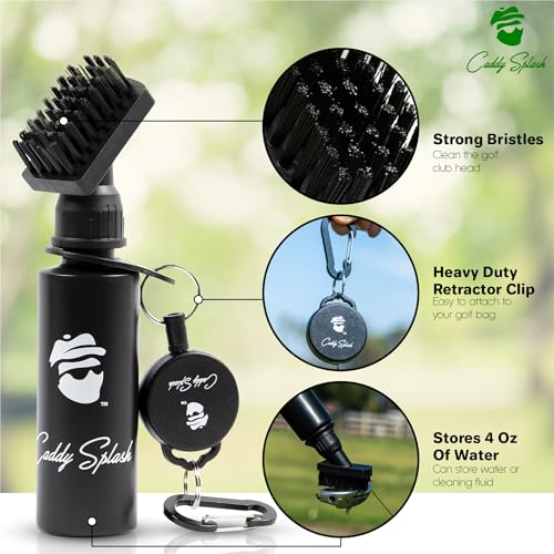 Caddy Splash Golf Club Groove Brush Cleaner with Water, Retractable Clip