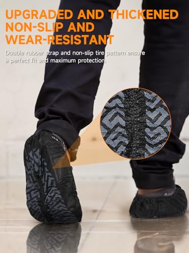 TOOSOFt Black Shoe Covers Disposable Non Slip 100 Pack (50 Pairs)