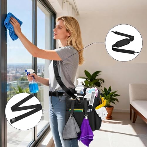 Ytonet Extra Large Cleaning Caddy for Cleaning Supplies, Housekeeping Tote - color: Black, size: X-Large