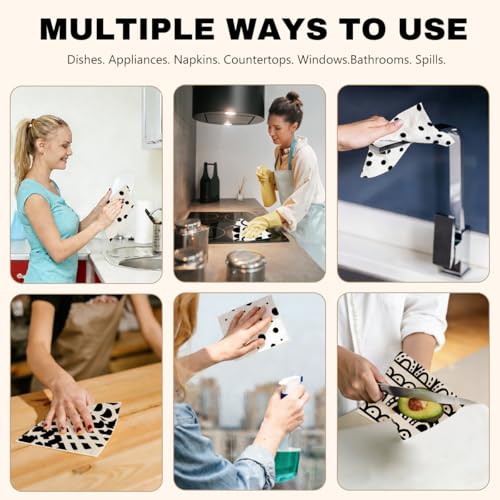 6 Pack Swedish Dishcloths Black White Kitchen Towels 11 - color: Multi 1519