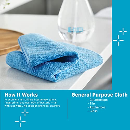E-Cloth Microfiber Cloth, World's Leading Premium Microfiber Cleaning Cloth, Twice as Durable as Competition, 1 Year Guarantee, Ideal for Kitchen, Countertops, Sinks, and Bathrooms, Blue, 4 Pack - color: Alaskan Blue - 4 Pack, size: Retail Packaging