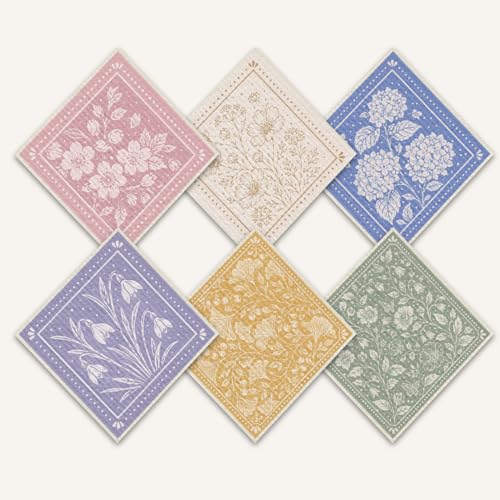 Shwing Swedish Dishcloths 6 Pack Floral Vintage Flower Pattern Reusable Paper Towels Kitchen Towels Dish Cloths for Washing Dishes Washable Quick Drying Super Absorbent Cleaning Cloths - color: Vintage Flower