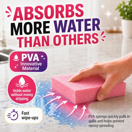 PVA Household Cleaning Sponges, 8 Pack, 4 Colors
