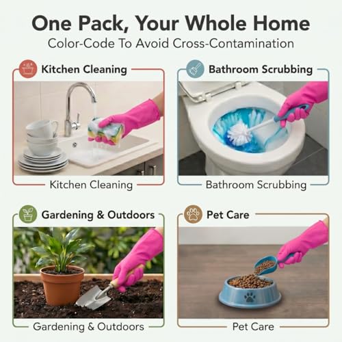 ForPro Premium Natural Rubber Gloves, 6-Pair, Large, Cotton Candy - color: Cotton Candy, size: Large