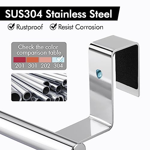 KES Over The Cabinet Door Towel Rack, 2 Pack, Polished Steel - color: Polished Steel