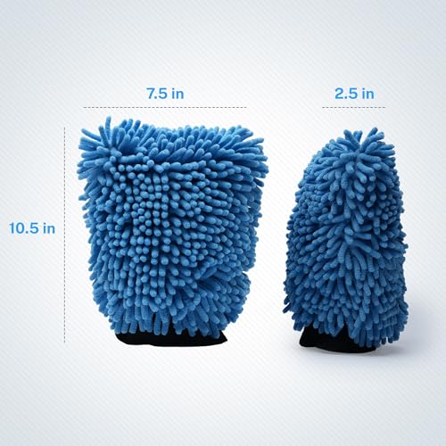 Stayfree SM Arnold Chenille Wash Mitt for Scratch-Free Cleaning, 2 Pack - color: Blue, size: 7.5" x 10.5" (Pack of 2)